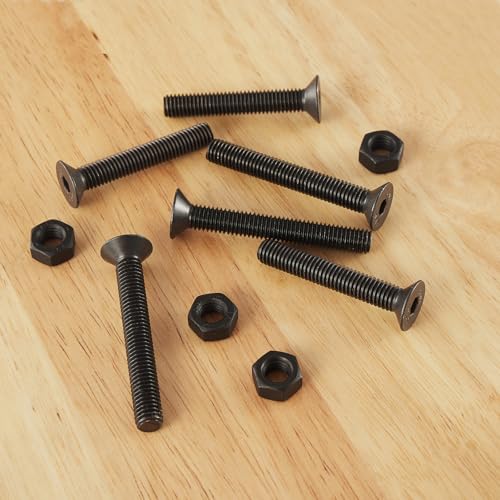 50Pcs M6 x 50mm 60mm 70mm 80mm, Flat Head Hex Socket Cap Screws Countersunk Bolts Nuts Kit, 10.9 Grade Alloy Steel, Black Oxide Finish, Metric Allen Drive, Fully Threaded - size: M6x50/60/70/80mm