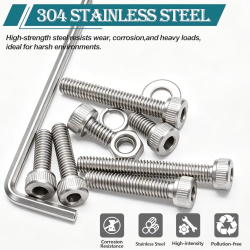 mxuteuk 801PCS M2.5 Screws Assortment Set,M2.5 x 4/6/8/10/12/16/20/25mm M2.5bolts，304 Stainless Steel Hex Socket Head Bolts Nuts Washers Set Suitable for 3D Printer,DIY - size: SS 801PCS M2.5