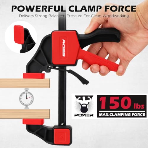 6-Pack 6 Inch Bar Clamps for Woodworking with Clamp Connector, 6" Quick-Release Wood Clamps with 150 LBS Load Limit, Trigger Clamp Set, One-Handed Clamps/Spreader Ideal for Woodworking DIY Projects - style: 6" (6-Pack) | Extends to 12"+