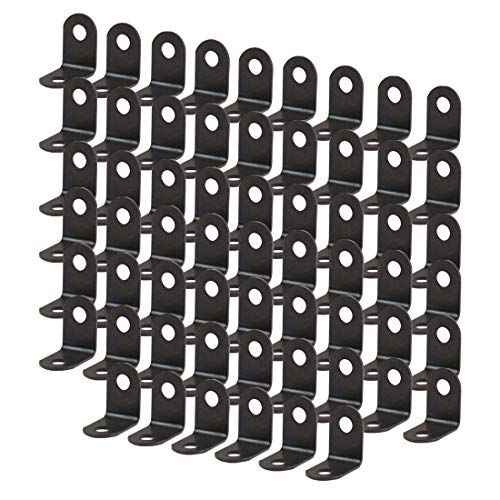 uxcell 60pcs Angle Bracket Metal 12x12mm Black Corner Brace Fastener L Shaped Right Angle Brackets Corner Protector Shelf Support with Screws for Furniture