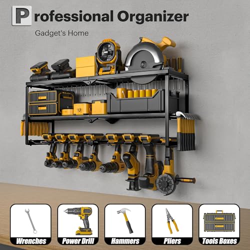 Spampur Power Tool Organizer Wall Mount, 15 Min Assembly, Maximum 150lb load - size: 3 Shelves 8 Slots