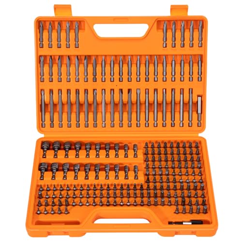208-Piece Professional Screwdriver Bit Set, 1/4" Hex Shank Chrome Vanadium Steel Driver Bit Set, Includes Security Bits, Nut Driver and Bit Holder - style: 208PCS