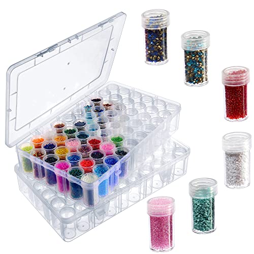 1pack 60 Grids Bead Organizer and Storage Diamond Painting Containers Portable Plastic Case Box Arts Crafts Storage for Seeds Beads Sewing Cosmetic Nail Glitter Powder Small Parts Rhinestones - size: 1 Pack