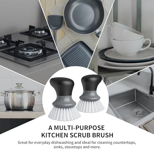 MR.SIGA Dish Scrub Brush, Palm Brush Dish Scrubber, Gray, Pack of 2 - color: Gray