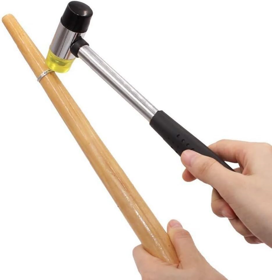 Jewelers Rubber Hammer Mallet with Wood Ring Mandrel Sizer Sizing Adjuster Ring Shaper Repair Tools Jewelry Making Kit