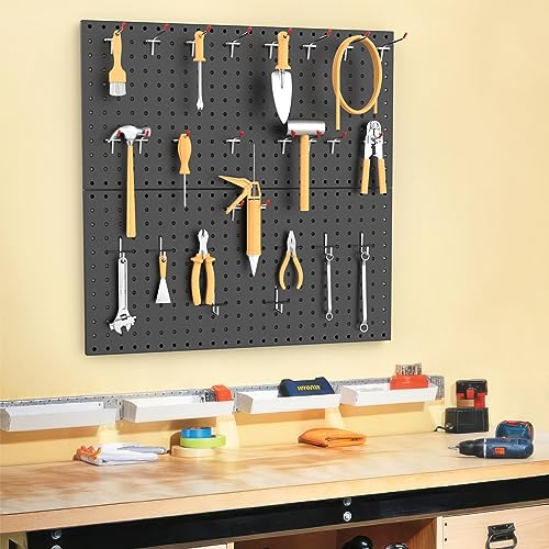 WALMANN 2 PCS 12x24 in Pegboard Panels, 24x24 in Tools Pegboards, Black - color: Black 12"*24", size: 24"*24"