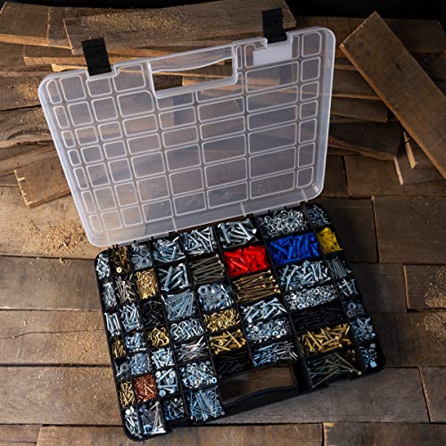 Stalwart - 75-ST6073 Portable Storage Case with Secure Locks and 55 Small Bin Compartments for Hardware, Screws, Bolts, Nuts, Nails, Beads, Jewelry and More by Black - size: 55 Bin