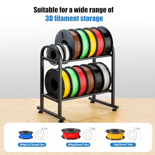 facka 3D Printer Filament Storage Rack,2-Tier Metal Filament Spool Holder