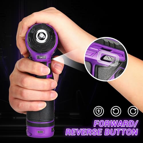 Cordless Drill：DEKOPRO 12V Power Drill Set 800RPM Electric Drills Small Drills with 3/8-inch Keyless Chuck and Portable Tool Set Gift Box (Purple)
