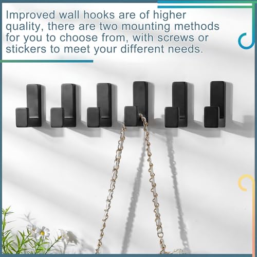 Teenyyou 6 Pcs Cute Kids Wall Hooks Adhesive for Backpack Black - color: Black