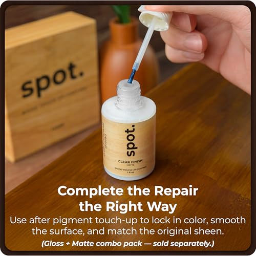 Dark Brown Wood Stain Repair Kit, Brush-On Touch-Up Stain Bottles, Provincial, Dark Walnut, Ebony, Red Mahogany, Interior and Exterior Wood, 4 fl oz Total by spot. - color: Dark Brown