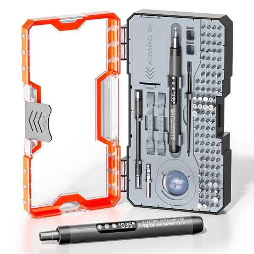 ANVANNA 120-IN-1 Mini Electric Screwdriver Set is a comprehensive electric precision tool kit designed for electronics repair and assembly tasks - style: Max Grey