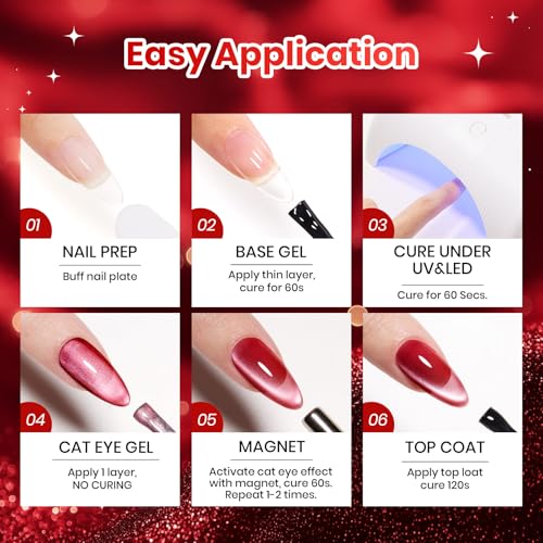 Beetles Red Gel Nail Polish Set, Neon Flame Shimmer Gel Polish - color: Neon Flame