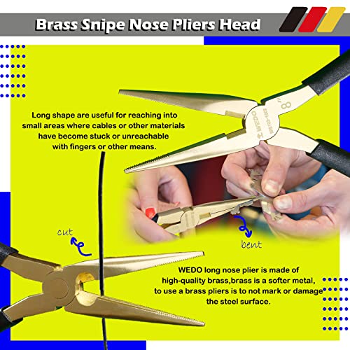 WEDO 2-Piece Brass Pliers Set,8" Snipe Nose Pliers,7" Diagonal Cutting Pliers,Non-Slip Handle - size: 2Pcs-Pliers Set A
