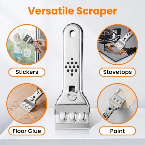 Stainless Steel Razor Blade Scraper With 10 Blades