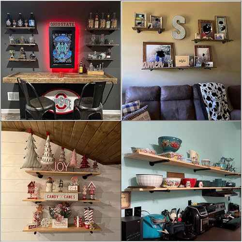 Industrial Black Iron Pipe Shelf Brackets 10 Inch Wall Mount DIY Shelving Brackets Pipe Decor Wall Rustic Clothing Rack 8 Pack, Hardware Included - size: 10 inch 8 pack, style: 8 Pack
