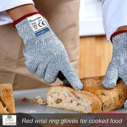 Dowellife Cut Resistant Gloves Food Grade Level 5 Protection, Safety Kitchen Cuts Gloves for Oyster Shucking, Fish Fillet Processing, Mandolin Slicing, Meat Cutting and Wood Carving. (Medium-2 Pairs) - size: Medium (Pack of 2), style: Original