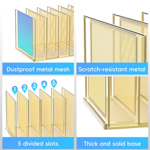 File Organizer for Desk, 5-Section Vertical File Sorter, Paper Holder Organizer Standing Metal File Folder for Office Home Classroom, Gold - color: Gold, size: 1 Pack 5-Section