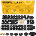 114-Piece 12 Sizes Faucet Washers Assorted Kit - Outdoor Spigot Repair Kit for Hose Bib, Water Valve - Flat & Beveled Faucet Rubber Washer Assortment, Brass Bibb Screws - size: 12