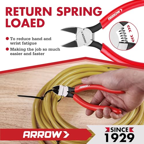 ARROW 7" Precision Wire Cutters, Precision Flush Cut Diagonal Pliers - size: 7 Inch