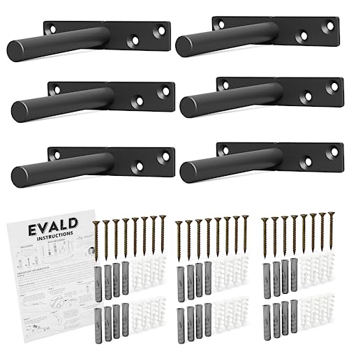 EVALD Heavy Duty Floating Shelf Brackets 4 Inch, Hidden Brackets for Shelving with Screws & Anchors, Floating Shelf Mount, Heavy Duty Shelf Bracket (6 Pack) - size: 4 Inch, style: 6 Pack Heavy-duty