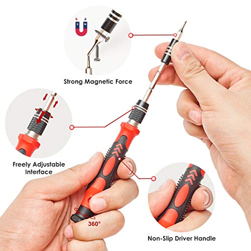 SHARDEN 122 in 1 Precision Screwdriver Set With CR-V Steel Bits(Red) - color: Red