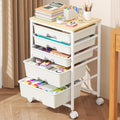 Goovilla Rolling Cart with 5 Drawers for Craft, Art, Dorm, Office, White - size: White