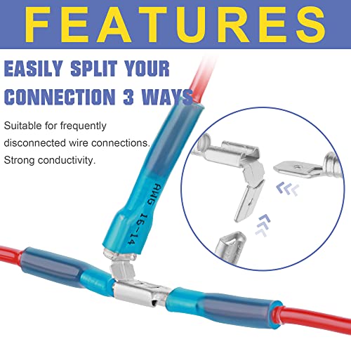 haisstronica 200PCS Heat Shrink Piggyback Spade Connectors, 22-10 AWG - size: AWG 22-10, style: Piggyback 200PCS