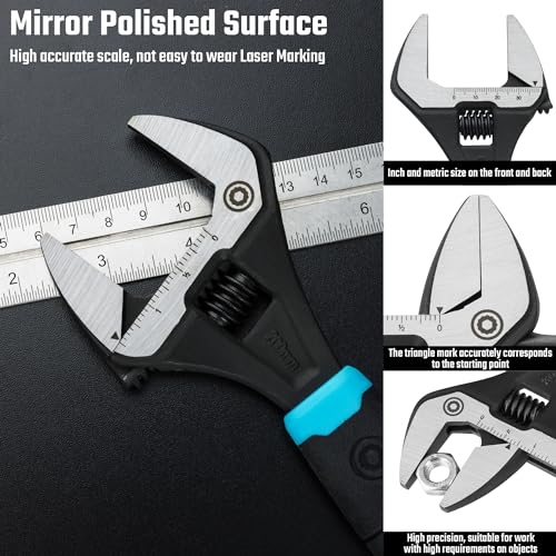 DURATECH 8-Inch Wide Jaw Adjustable Wrench - color: Black & Blue, size: 8-Inch