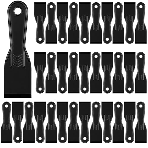40 Pcs Plastic Putty Knife Bulk, 2 Inch Flexible Paint Scraper Tool Black Flexible Putty Knife Scraper for Repairing Walls, Caulking, Plastering, Removing Wallpaper, Repairing Drywall (7.1"x2")