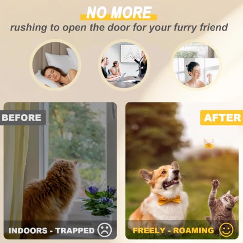 Cat Door for Window, Quick Damage-Free Install, 32"-36" Width Adjustable, All Aluminum Frame, 4-Way Lock, Magnetic Closure Cat Window Door, Extra Window Sealing Strips (L) - size: L: Fits 32"-36" Width