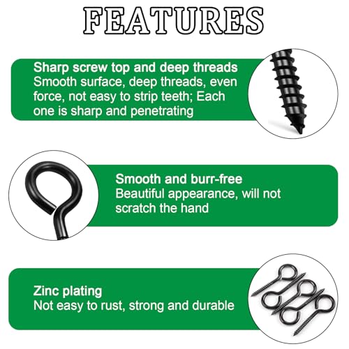 274PCS Black Eye Screws Kit, 0# -5# Eyelet Screw for Wood - color: Black, size: 0#-5#