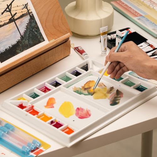 MEEDEN Ceramic Watercolor Palette：Large Porcelain Artist Paint Palette - size: 13 x 9.8 inch-no lid