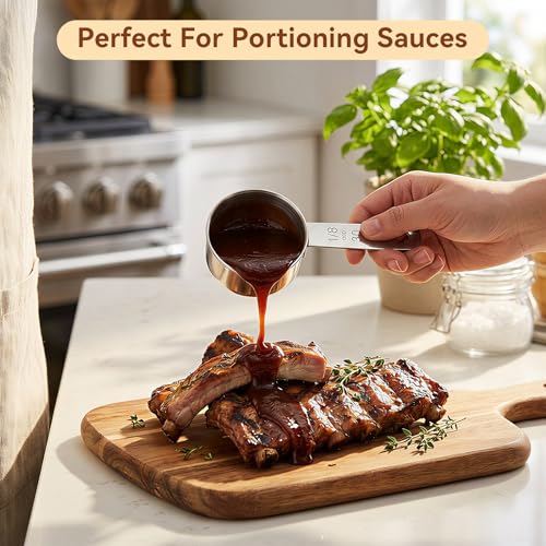6Pcs Stainless Steel Measuring Cup, 1/8 Cup - 30ml Metal Measuring Cup, Comfortable Hand Feeling Measuring Scoops for Coffee Cooking Baking Kitchen - size: 1/8 Cup