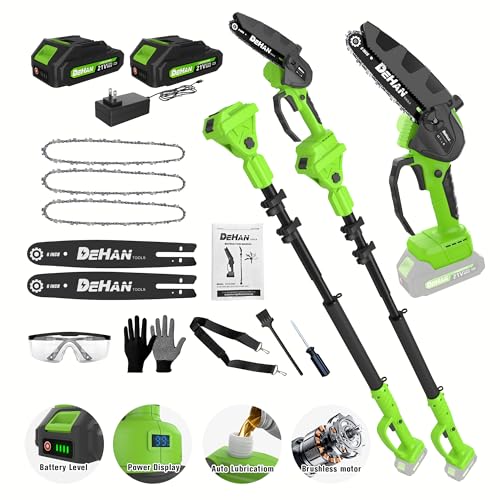 Cordless Pole Saw for Tree Trimming, 6" Chainsaw with Extension Pole - size: 6 inch Pole