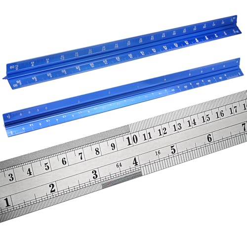 Biaungdo 3 Pack Architect Engineer Scale Ruler 12 Inch Blue for Drafting