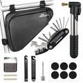 NDakter Bike Frame Bag with Repair Kit, Bicycle Tire Repair Tool Kit Set with Pump & 16-in-1 Multitool, Emergency Bike Pack Accessories for Road MTB BMX