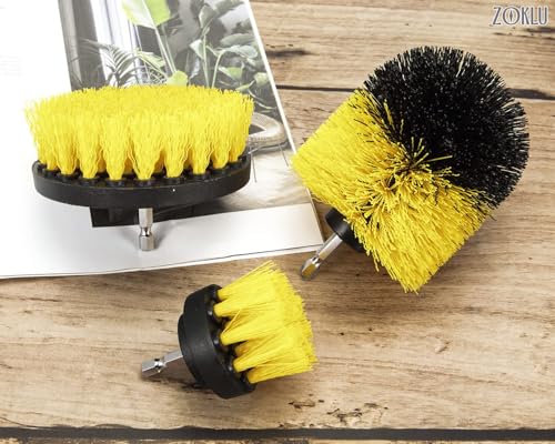 3 Pcs Drill Brush Attachments for Cleaning, Nylon 2/3.5/4 in Heads