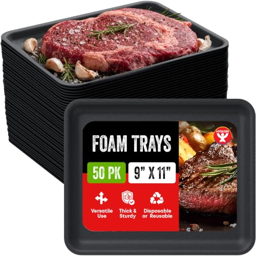 Hygloss Black Foam Trays for Food & Crafts, 9 x 11 Inch, Pack of 50 - color: Black, size: 9 x 11-Inch, style: 50 Pieces