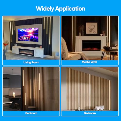 LED Wall Panel Lights Black,Dimmable Wood Slat Wall Panel Strip Light 8PCS - size: Black-8PCS