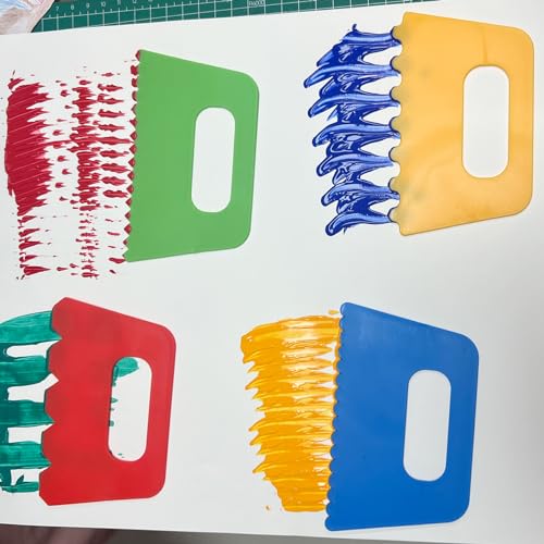 Lependor Plastic Scrapers Kit, 16Pcs Paint Scraper Tool for Arts Crafts Scraping Knife Pottery Painting Tools Drawing Acrylic Putty - 16 Packs