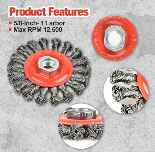 AAIN 60 Pcs Wire Wheel Cup Brush Set,4 Inch Twist Knotted Wire Wheel Brush - size: 60 pack, style: 4 inch Knotted Wire Brush