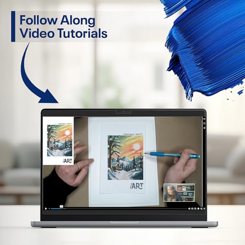 Painting4Real Acrylic Art Painting Kit with Video Tutorials - Learn to Paint Cabin in The Snow - How to Paint with Acrylic Paint Set for Adults, 9 Peices Painting Set for Beginners, Adults, Art Lovers - color: Cabin in the Snow