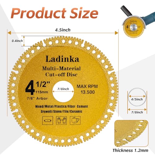 4-Pack 4-1/2 Inch Electro Plated Diamond Grinding Wheel - Heavy Duty Indestructible Disc for Angle Grinder, Multi Material Cutting Blades for Metal, Tile, Stone and Concrete