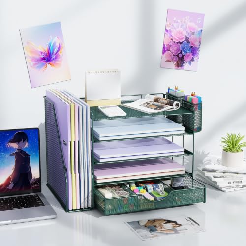 gianotter 5-Tier Desk Organizer with Drawers and File Holders - color: Green, size: 5T