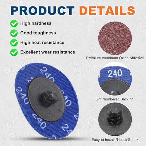 25 Pcs Aluminum Oxide Die Grinder Sanding Disc 2", 240 Grit - size: 240 Grit