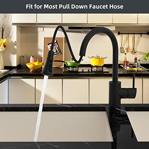 Hibbent Pull Down Spray Head for Kitchen Faucet, 3-Function Sink Nozzle - color: Matte Black, style: 1.8 Gallon Per Minute