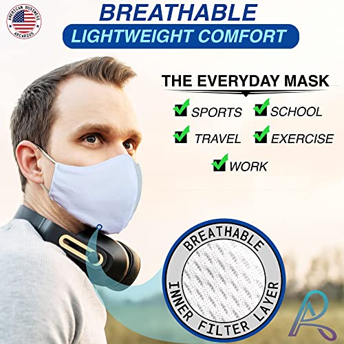 Arcarius Breathable Sports Face Mask – Moisture Wicking Gym & Travel Fit (3-Pack) - color: White