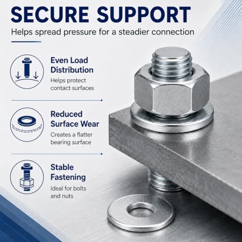 Acrux7 400PCS Steel Fender Flat Washers 5/16" x 1-1/5" Fender Washer, 2mm
