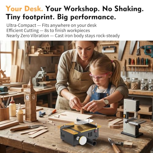 Super Mini Table Saw for Crafts & Hobbyists, [Dual Motor & Switches] 7 Speeds 200W Max, Multifunctional, 122+ Accessories, Cut/Engrave/Polish/Drill, Compact for Model Making, Gift for Creators